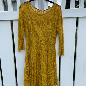 Free People Yellow Lace Dress